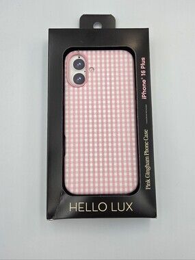 Hello Lux Pink Gingham iPhone 16 Plus Case NIB